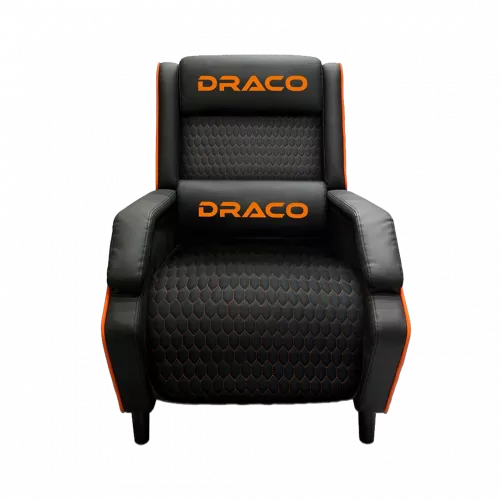 Sofá Gamer Reclinable Dragon XT Modelo Draco Color Negro-Naranja