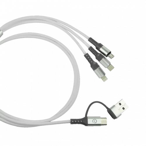 Cable USB A Macho - USB C/Micro-USB B/Lightning Macho, 1.2 Metros, Blanco